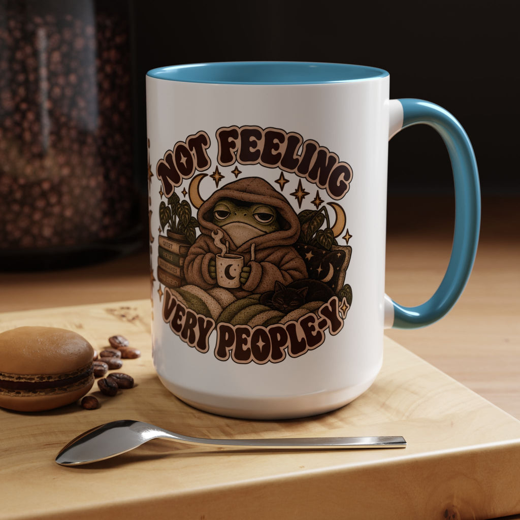 Not Feeling Very Peopley Mug — Cozy Frog Introvert Ceramic Coffee Mug