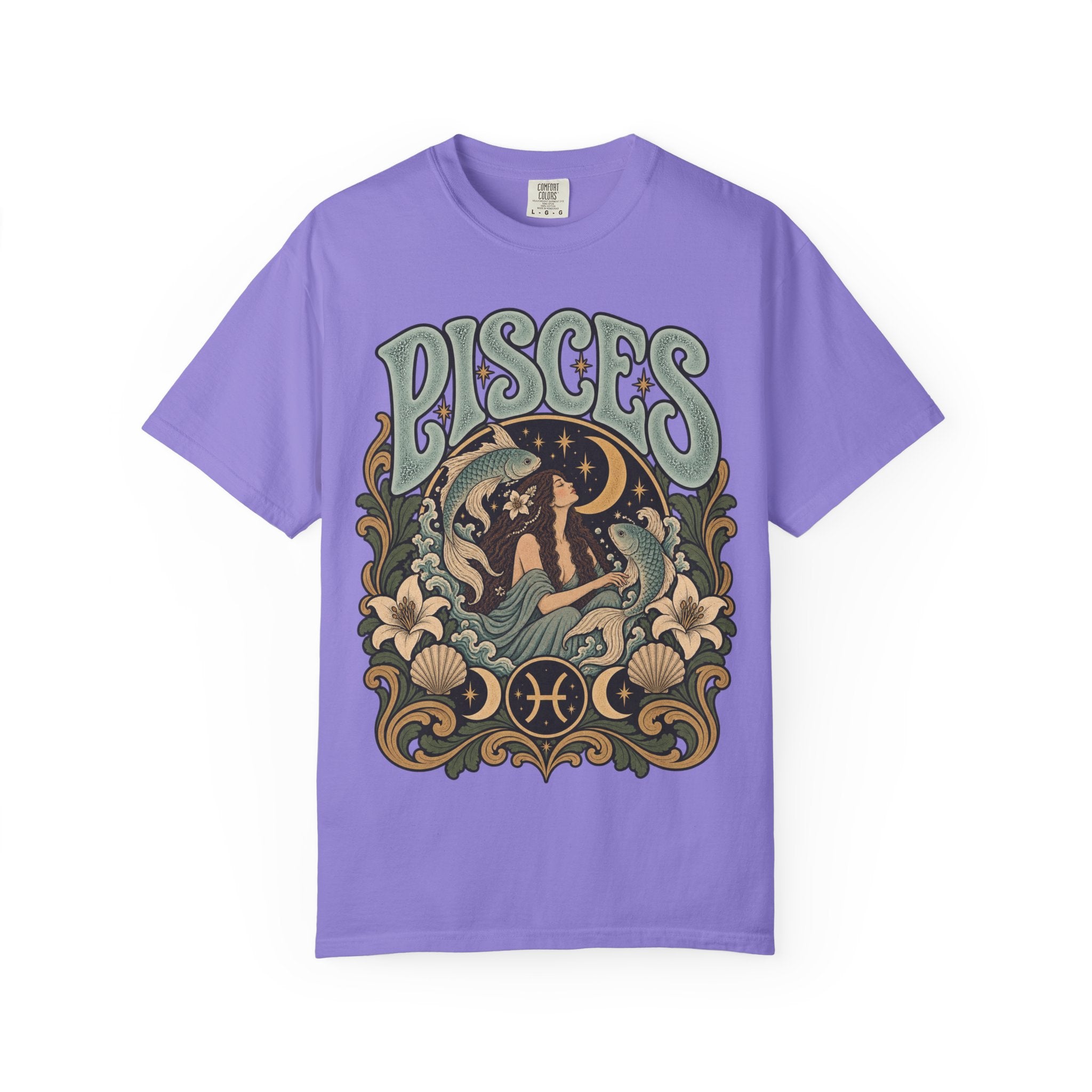 Pisces Zodiac T-Shirt — Retro Astrological Artwork