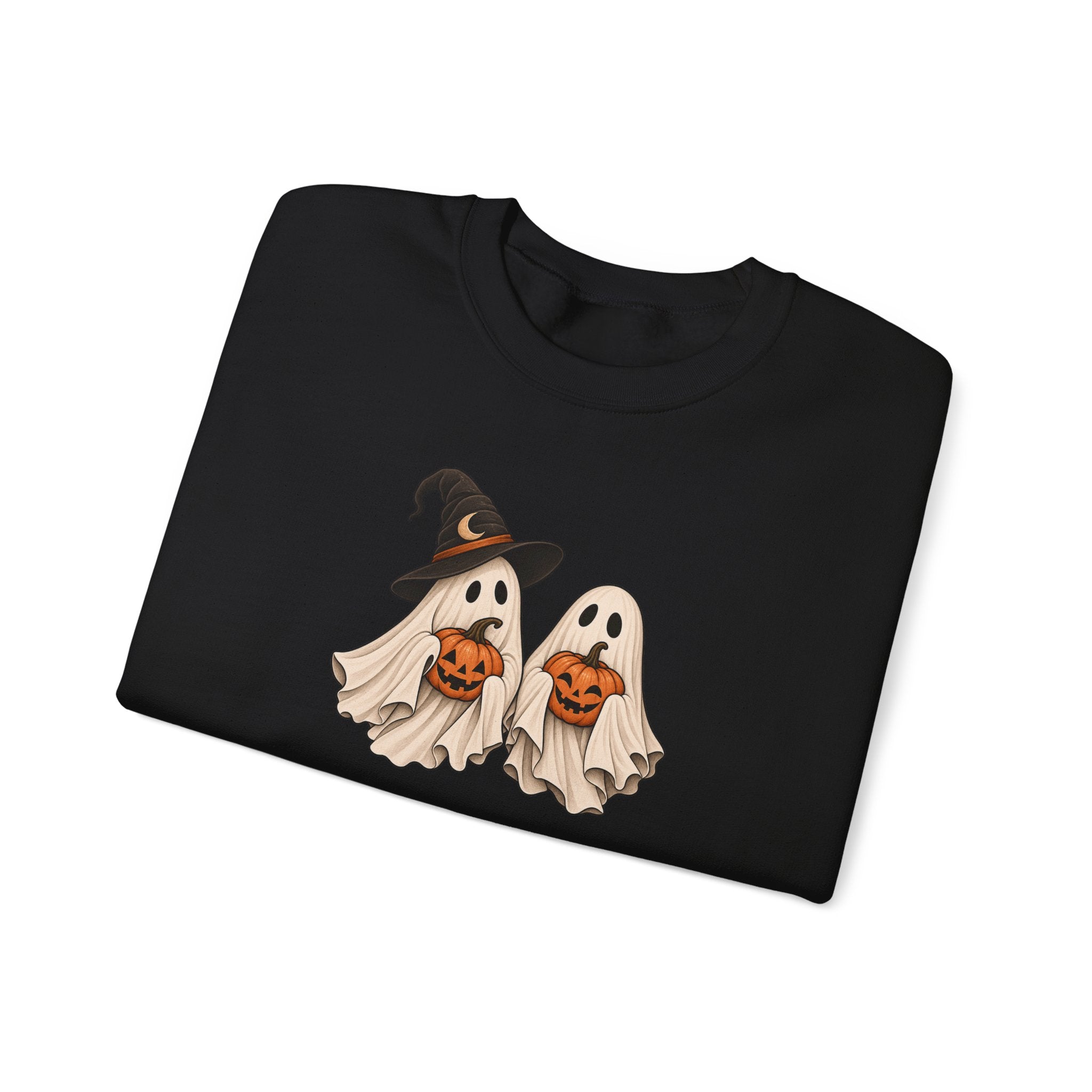Halloween Ghosts Crewneck Sweatshirt — Cute Witch & Ghost Trick-or-Treat Design