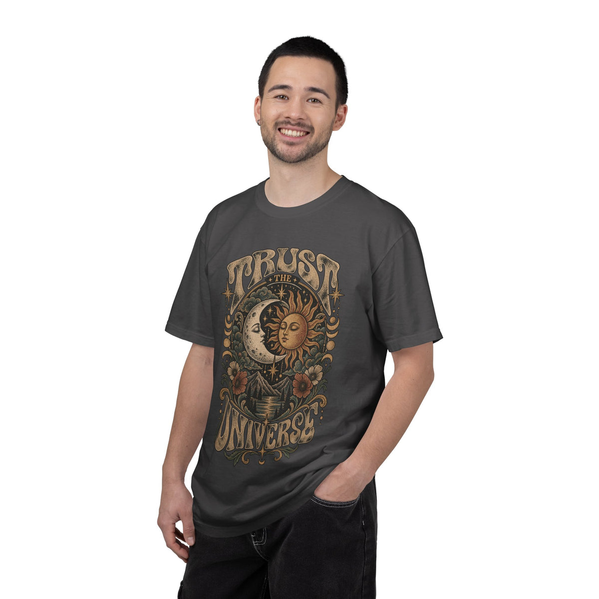 Trust the Universe T-Shirt — Vintage Sun & Moon Graphic