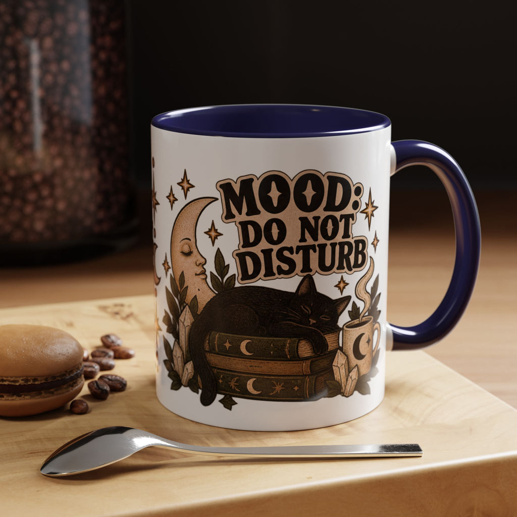 Mood: Do Not Disturb Mug — Sleepy Cat & Moon Ceramic Coffee Mug