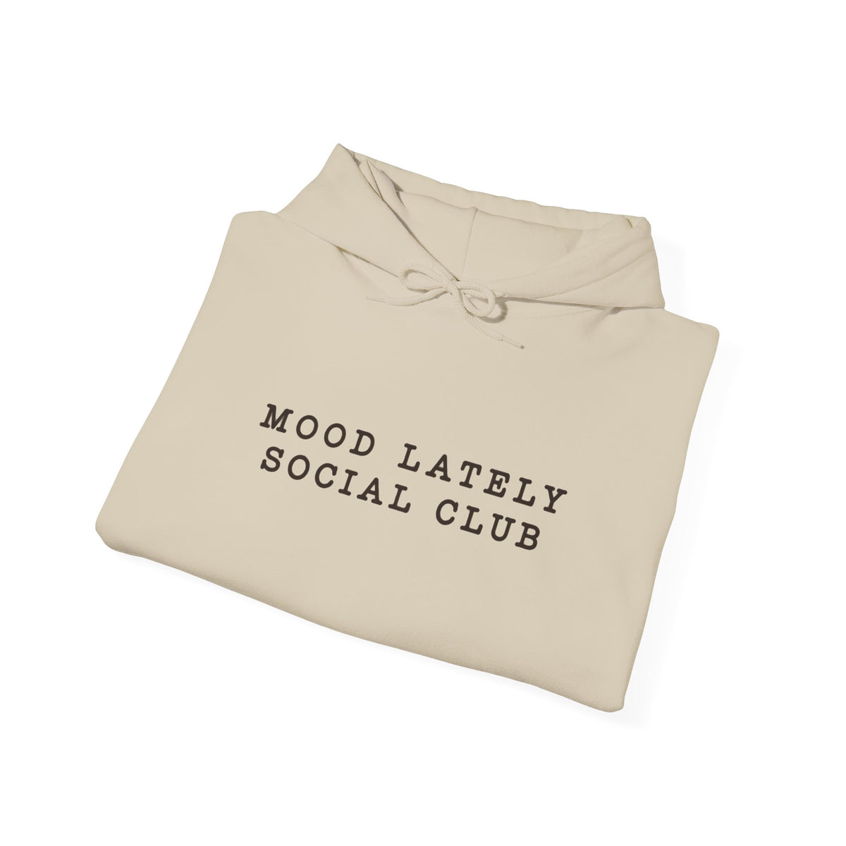 Mood Lately Social Club Hoodie — Minimal Text Graphic Pullover