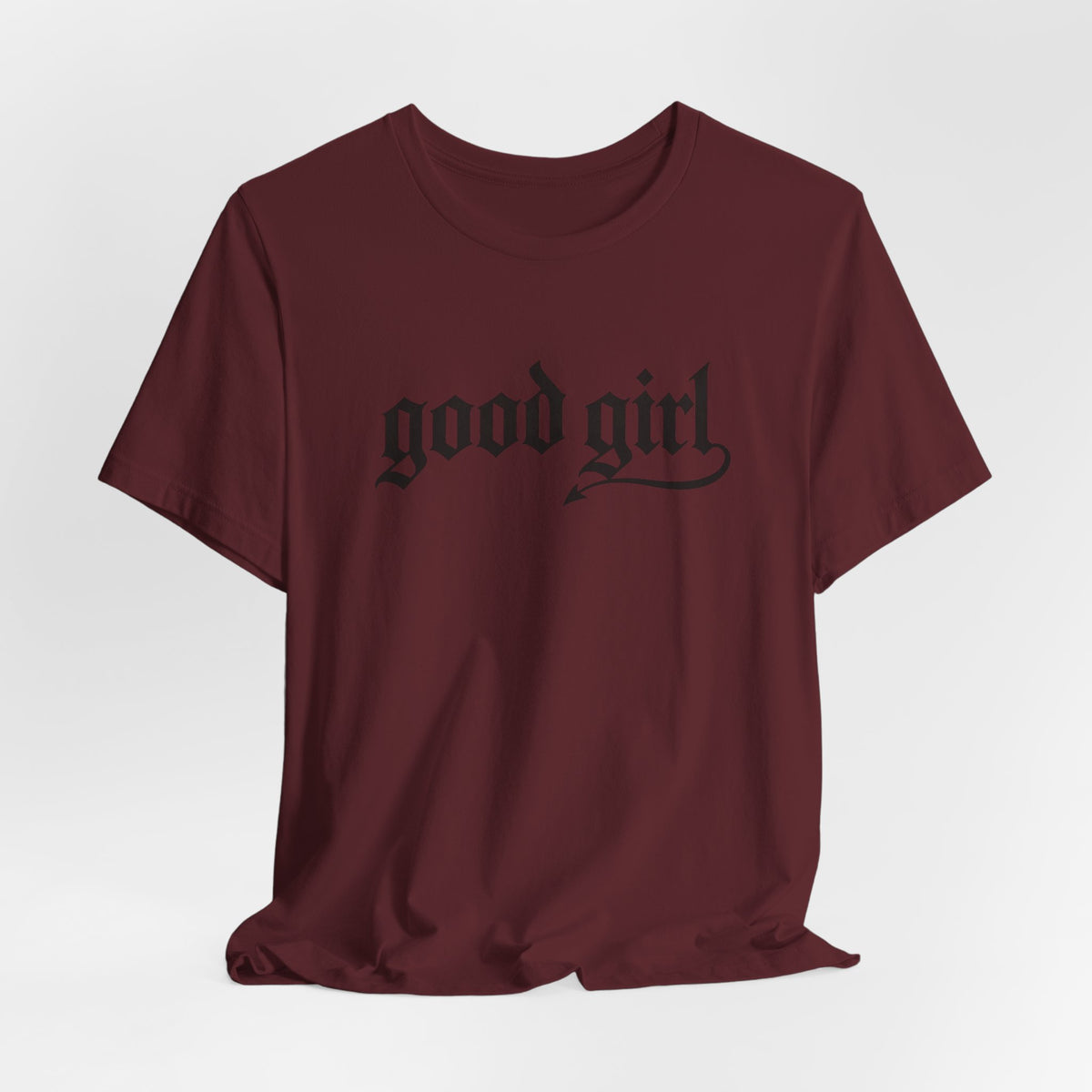 Good Girl Graphic Tee — Vintage Script White T-Shirt