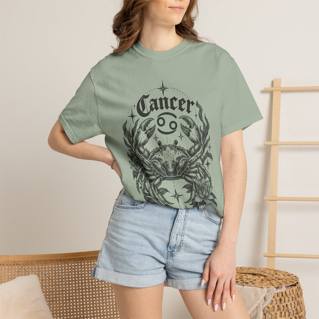Cancer Zodiac T-Shirt — Floral Crab Astrology Tee