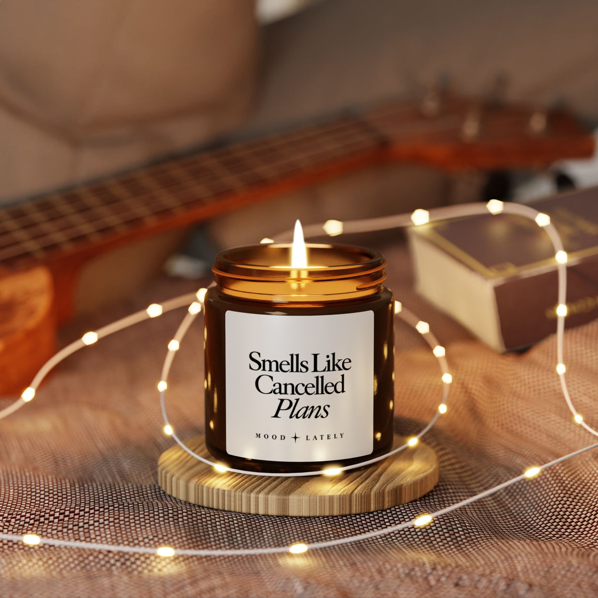 Smells Like Cancelled Plans Candle — Scented Soy Amber Jar
