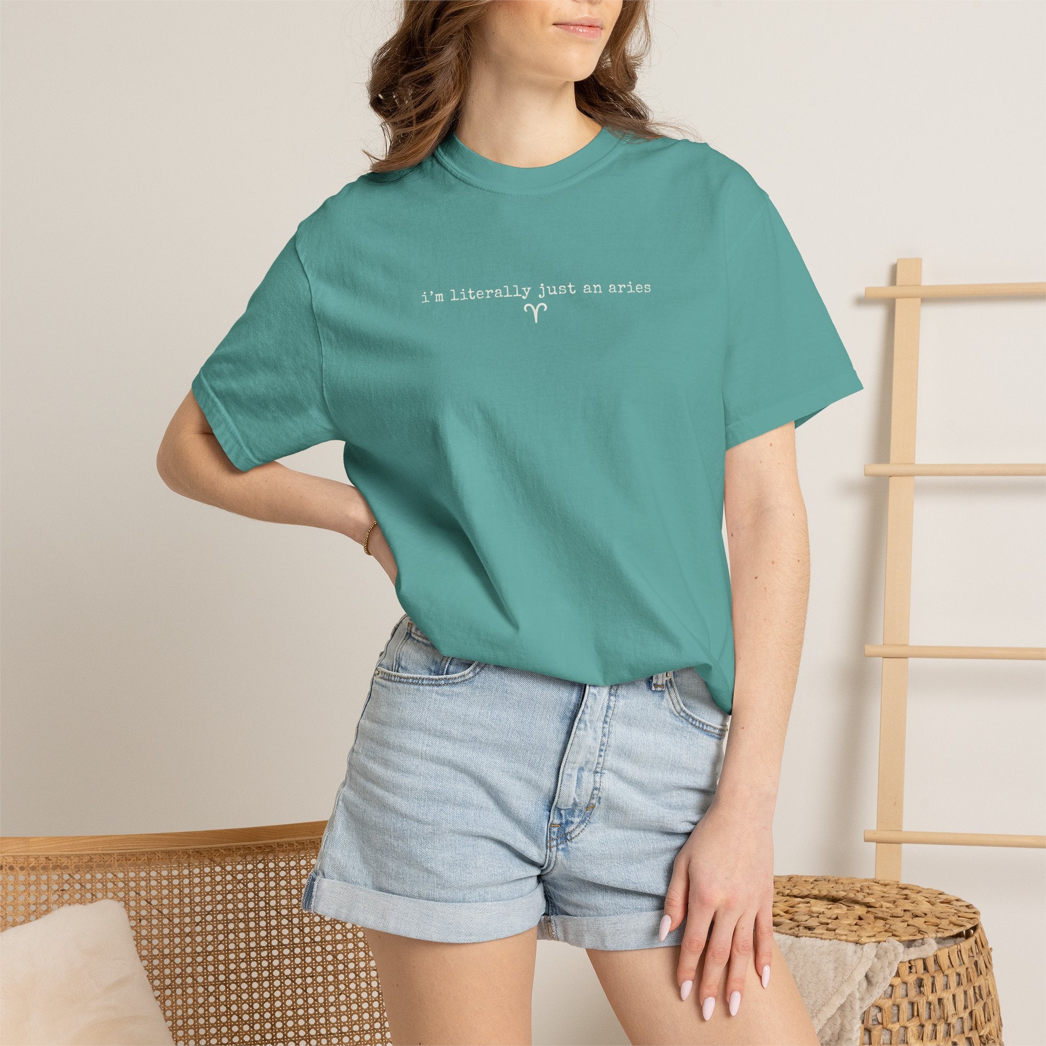 I'm Literally Just an Aries Garment-Dyed T-Shirt — Vintage Cream Comfort Tee