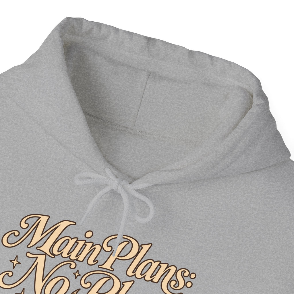 Main Plans No Plans Hoodie — Cozy Retro Graphic Pullover