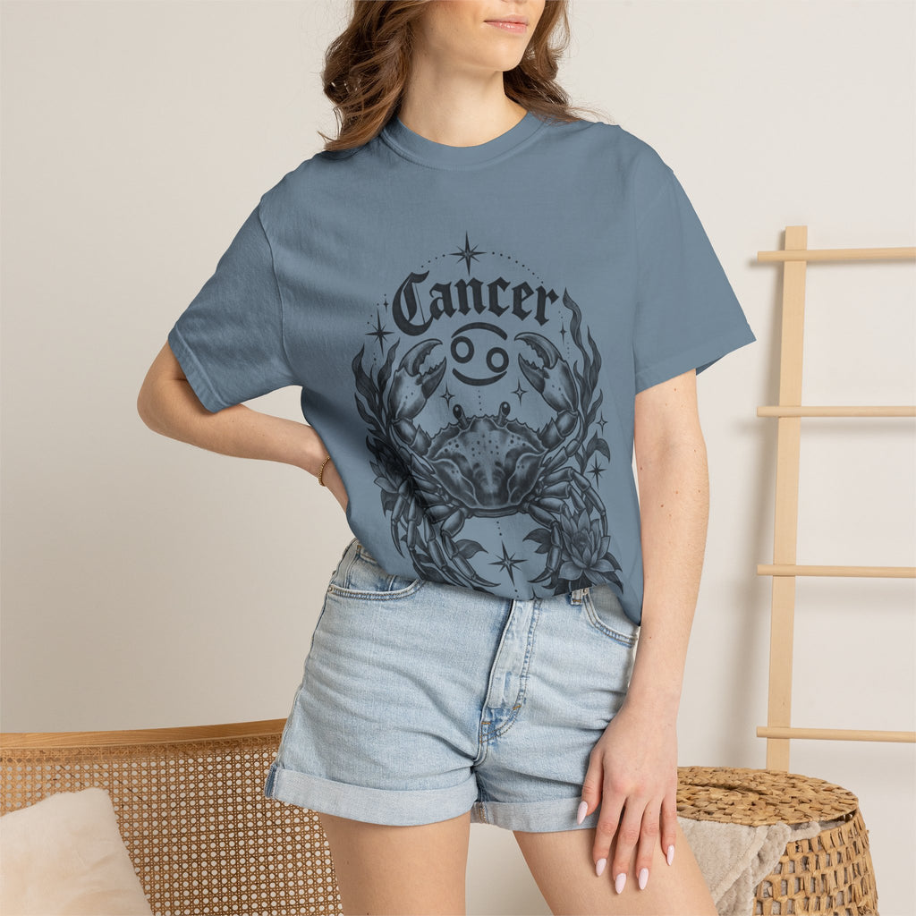 Cancer Zodiac T-Shirt — Floral Crab Astrology Tee