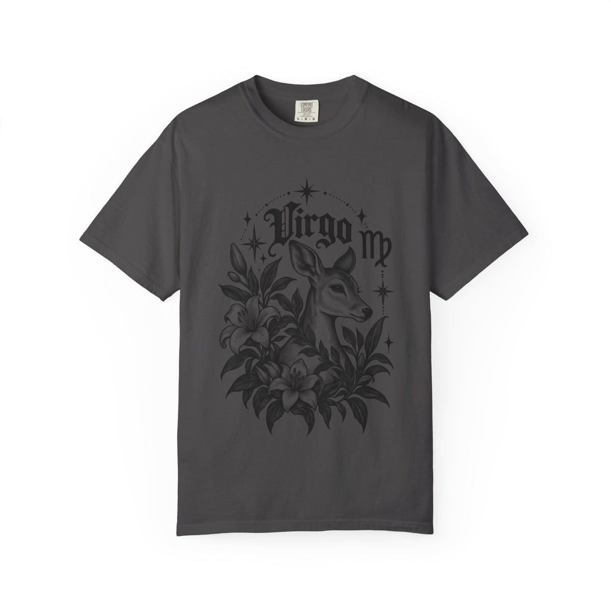 Virgo Floral Deer Zodiac Tee — Astrology Graphic T-Shirt