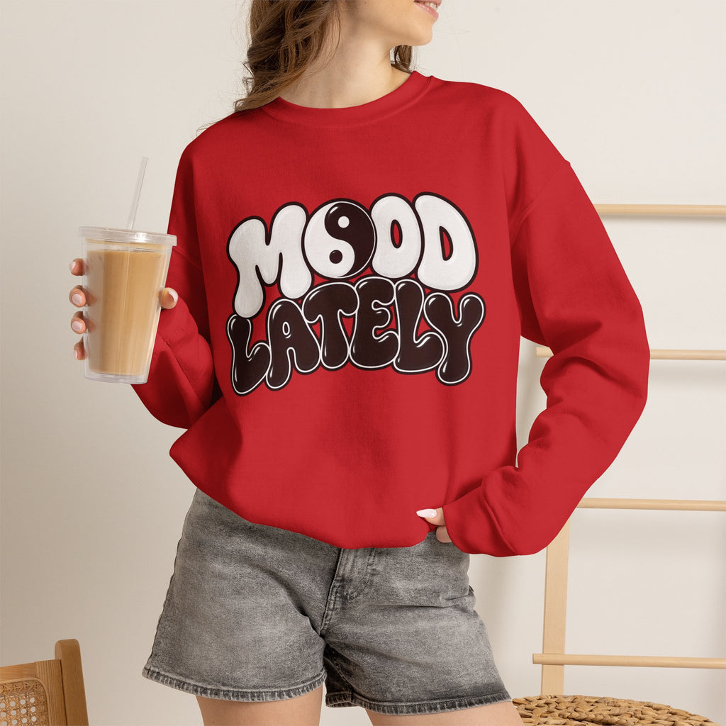 Crewneck Sweatshirt "Mood Lately" Retro Yin Yang Graphic