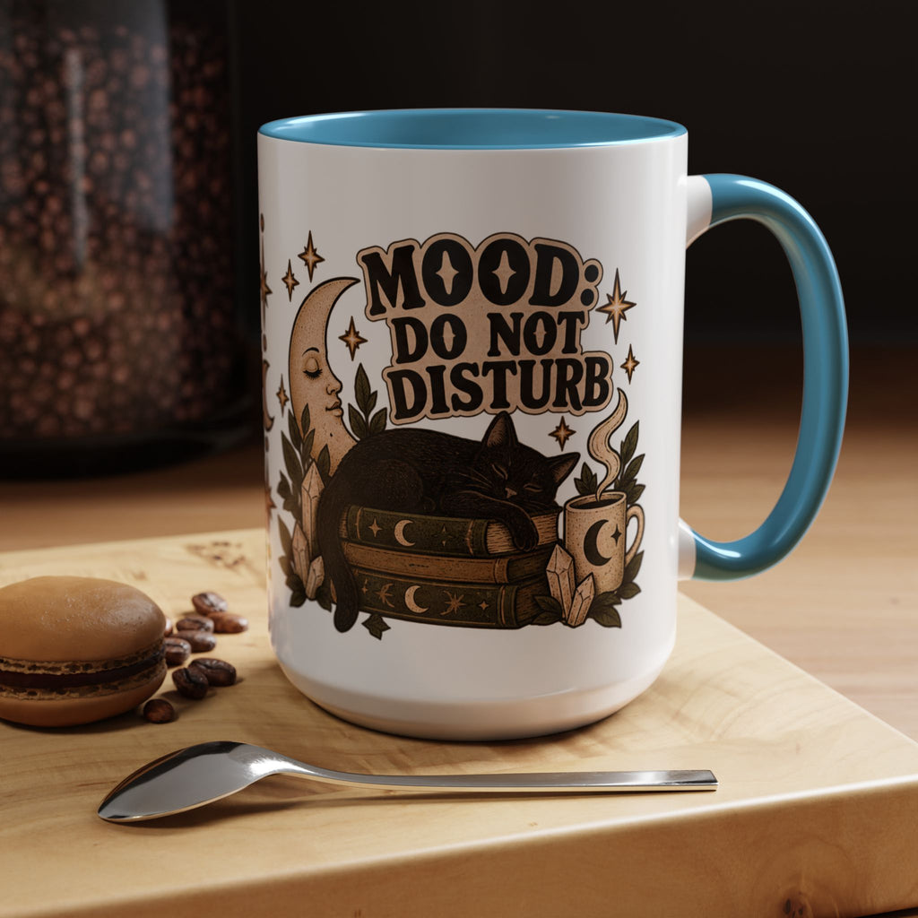 Mood: Do Not Disturb Mug — Sleepy Cat & Moon Ceramic Coffee Mug