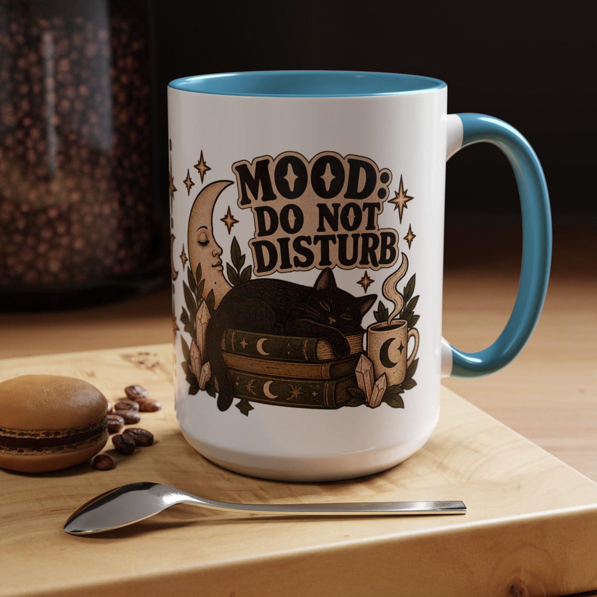 Mood: Do Not Disturb Mug — Sleepy Cat & Moon Ceramic Coffee Mug