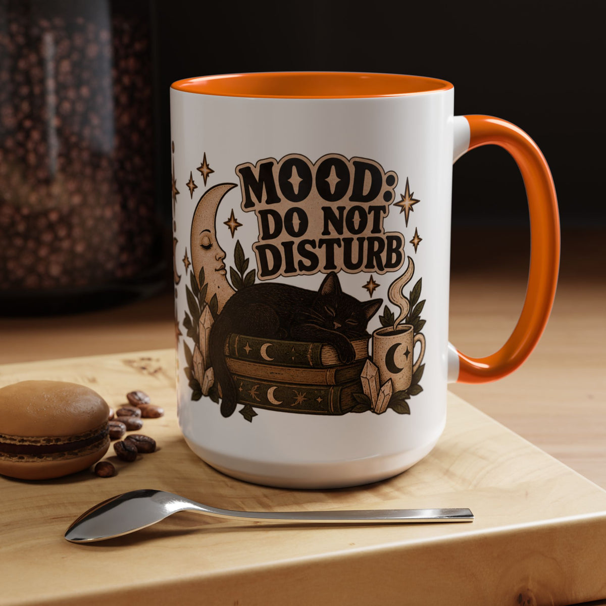 Mood: Do Not Disturb Mug — Sleepy Cat & Moon Ceramic Coffee Mug