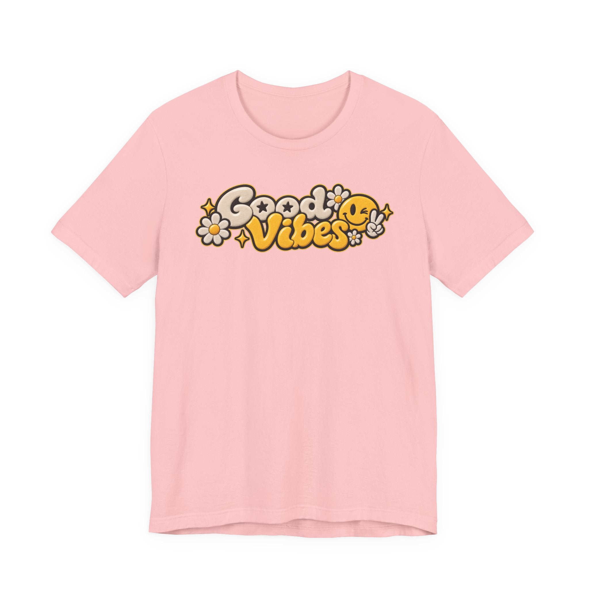 Good Vibes Retro Tee — Smiley Flower Graphic T-Shirt