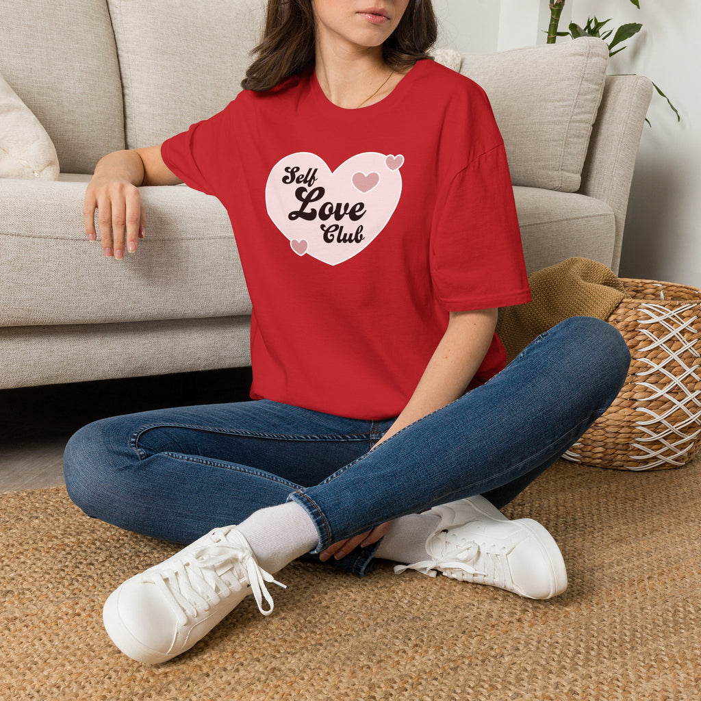 Self Love Club T-Shirt — Pink Heart Graphic Tee for Women & Teens