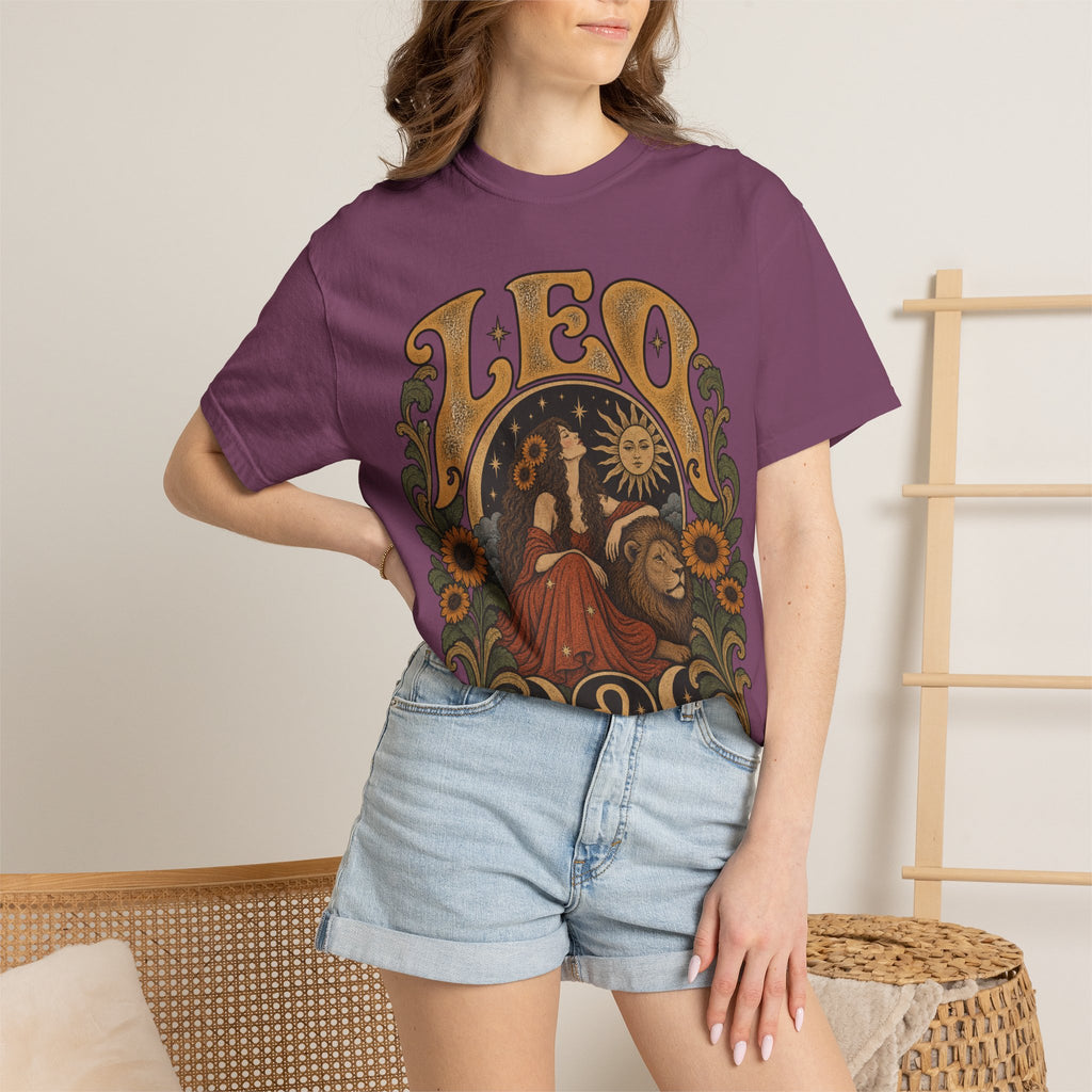 Leo Zodiac T-Shirt — Vintage Astrology Lion Graphic