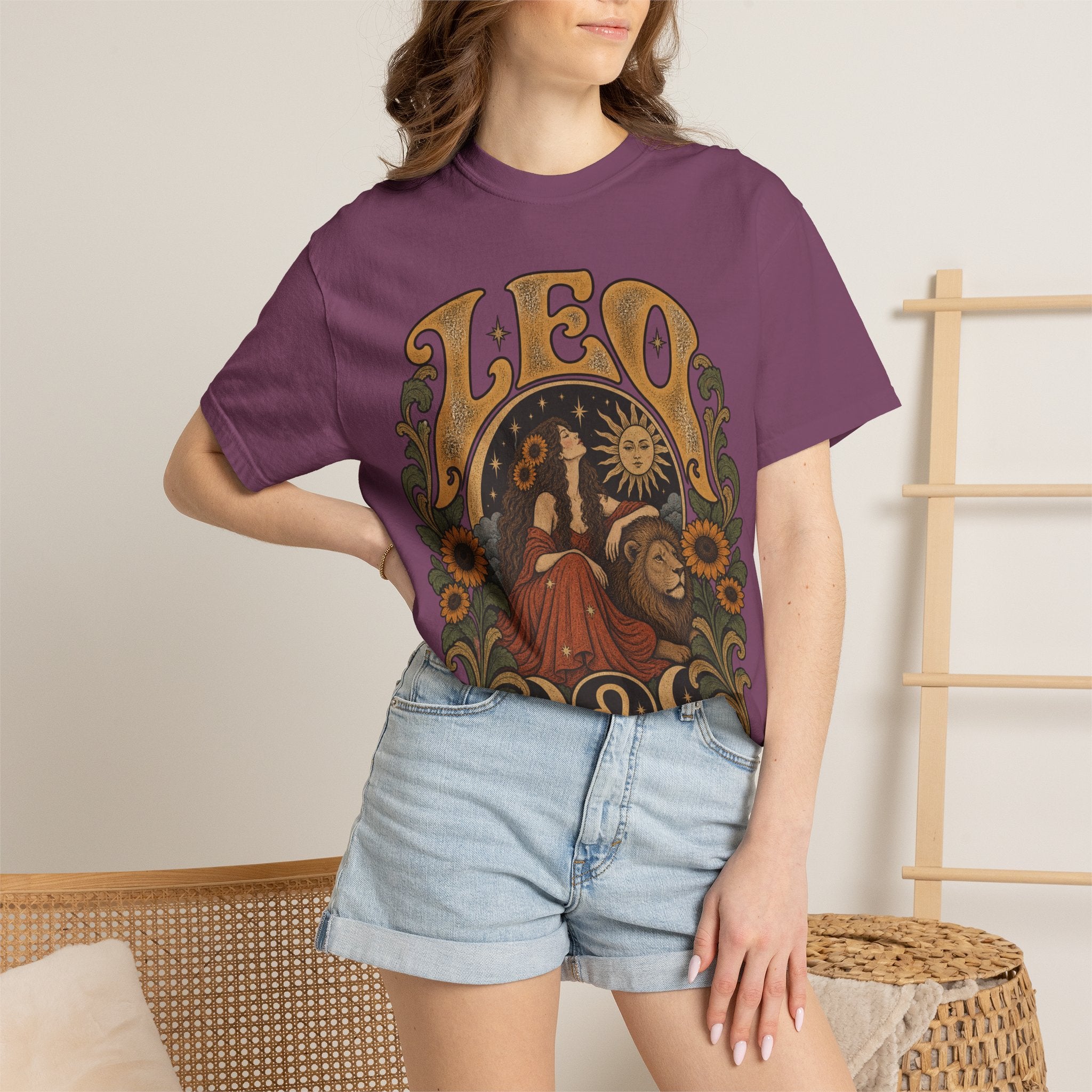 Leo Zodiac T-Shirt — Vintage Astrology Lion Graphic