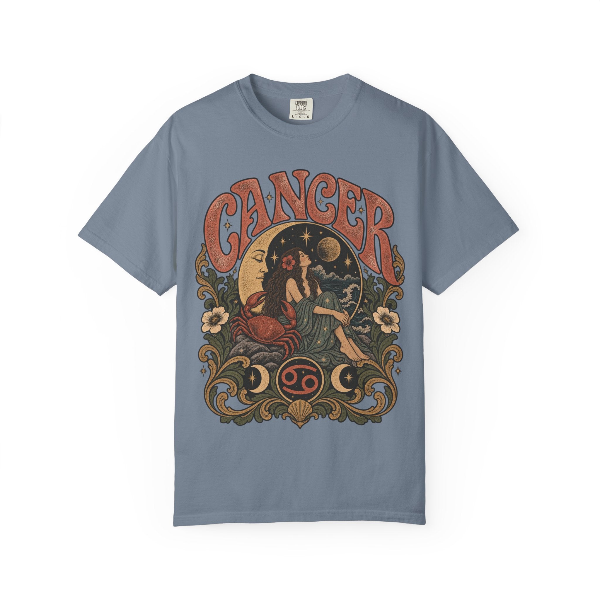 Cancer Zodiac T‑Shirt — Vintage Astrology Tee (Cancer Zodiac Sign)
