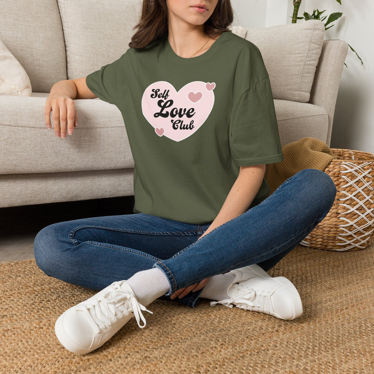 Self Love Club T-Shirt — Pink Heart Graphic Tee for Women & Teens