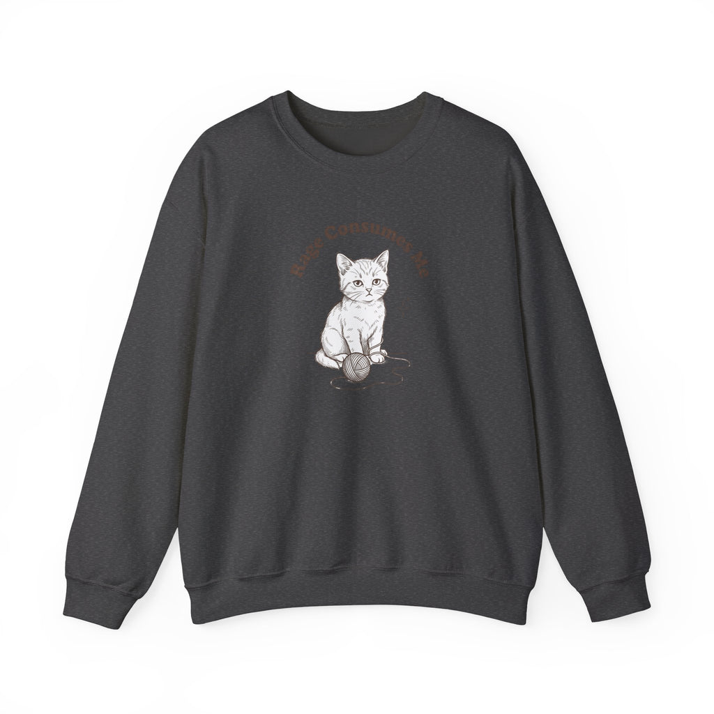 Rage Consumes Me kitten sweatshirt | vintage minimalist cat, ironic emotion