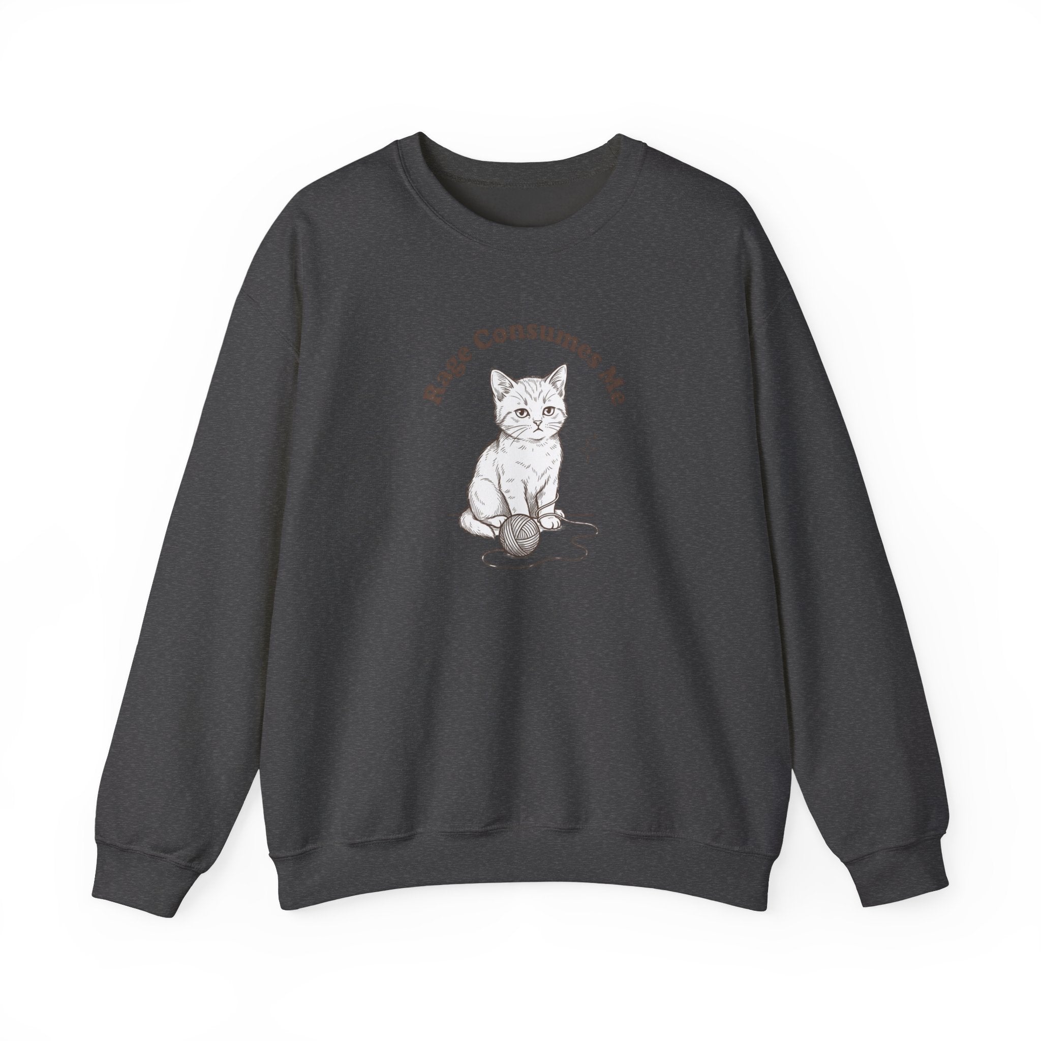 Rage Consumes Me kitten sweatshirt | vintage minimalist cat, ironic emotion