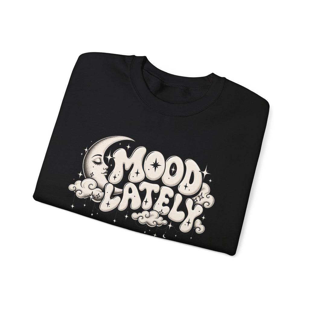 Crewneck Sweatshirt — 'Mood Lately' Retro Moon Graphic