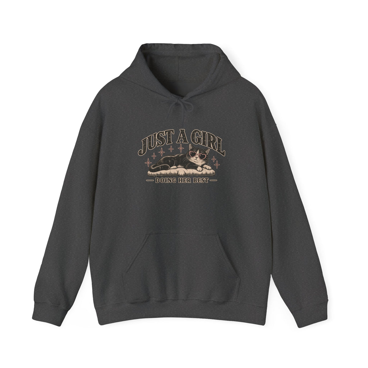 Just a Girl Doing Her Best Hoodie — Cute Cat Graphic Pullover