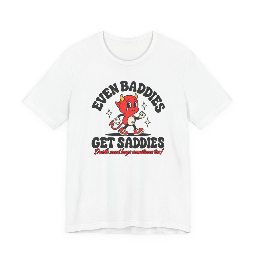 Graphic Tee — "Even Baddies Get Saddles" Cute Devil Skate T-Shirt