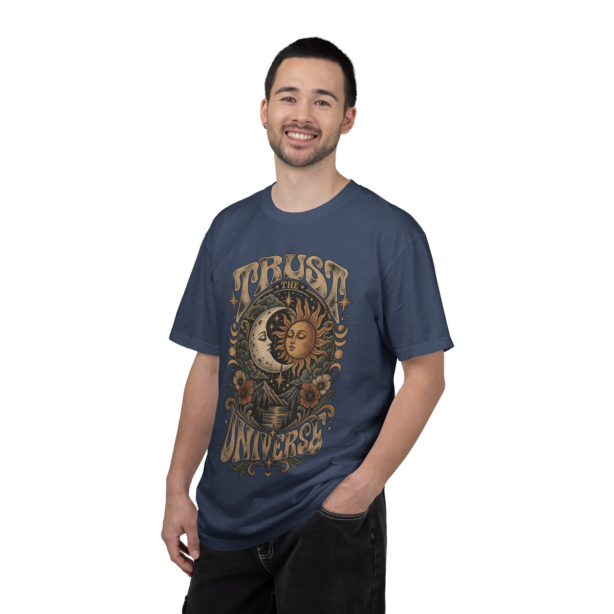 Trust the Universe T-Shirt — Vintage Sun & Moon Graphic