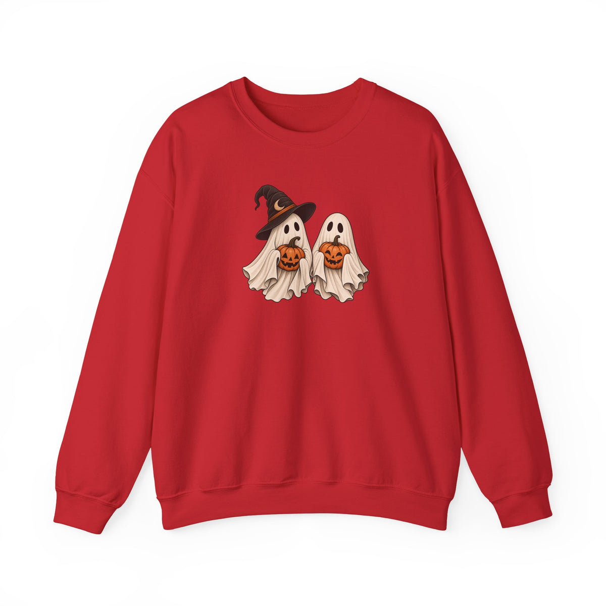 Halloween Ghosts Crewneck Sweatshirt — Cute Witch & Ghost Trick-or-Treat Design