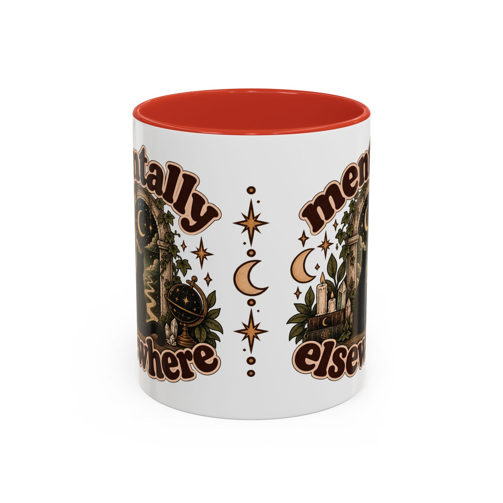 Mentally Elsewhere Mug — Black Cat Celestial Ceramic Coffee Mug