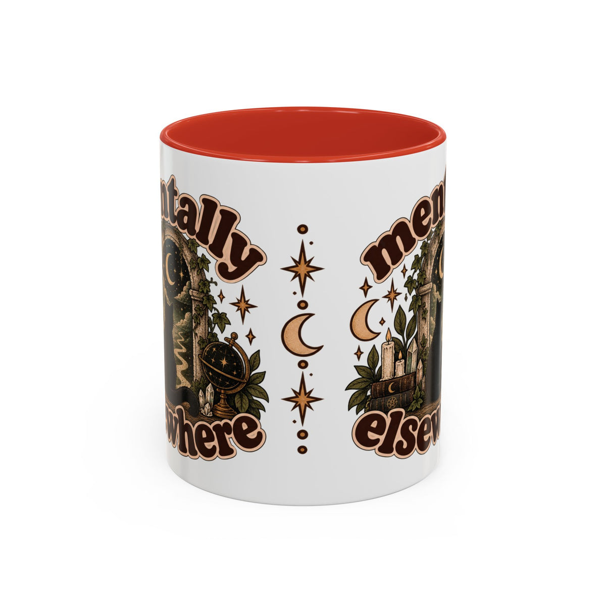 Mentally Elsewhere Mug — Black Cat Celestial Ceramic Coffee Mug