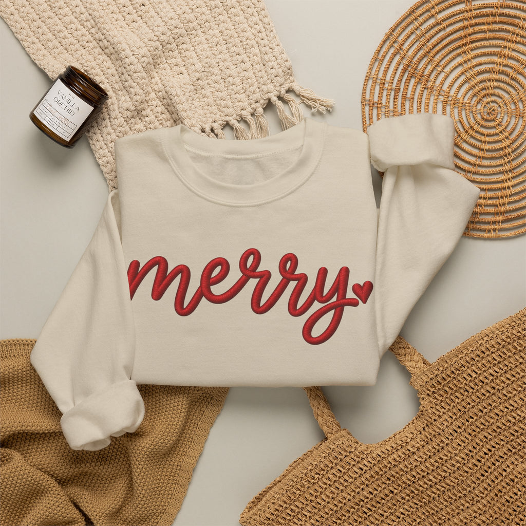 Merry Script Sweatshirt — Cozy Holiday Crewneck